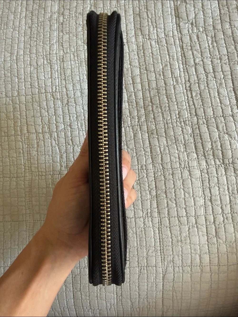 !!SOLD!! Coach Black Signature Zip Wallet with silver Logo